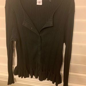 CAbi Black Ruffle Cardigan -Style 5287
